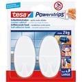 Tesa Powerstrips & Haken oval/weiß Packung 2 Haken + 4 Strips Large