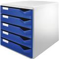 Schubladenbox blau/grau 5-Schübe Post- und Formularset