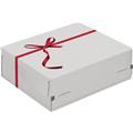 Geschenkbox Exclusiv weiß mit roter Schleife  24.1x9.4x16.6cm