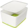 Aufbewahrungsbox MyBox weiß/grün 18L mit Deckel