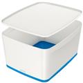 Aufbewahrungsbox MyBox weiß/blau 18L mit Deckel