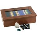 Teebox aus Holz rotbraun für 120 Beutel. ca. 33.5x9x20cm