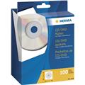 CD/DVD-Papierhüllen 1CD weiß Rücken selbstklebend Fenster Pack 100 Stück