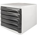 Schubladenbox 5 Schübe weiß/mittelgrau für A4 Dokumente