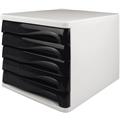 Schubladenbox 5 Schübe weiß/ schwarz für A4 Dokumente