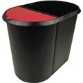 Papierkorb 20 Liter schwarz plus Einhängeteil mit Deckel 9l rot