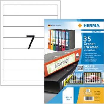 HERMA Ordneretikett 12900 ablösbar 192x38mm weiß 35 St./Pack.