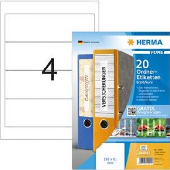 HERMA Ordneretikett 12901 192x61mm ablösbar weiß 20 St./Pack.