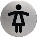 Türschild silber 83mm-rund Damen Piktogramm für WC-Türen