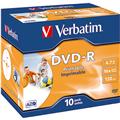 DVD-R 120Min/4.7GB/16x InkJet 10erJewelcase. bedruckbar weiß Verbatim
