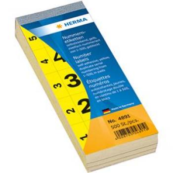 Nummernblock 2-fach/gelb 1-500 selbstklebend 28x56mm