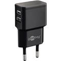 Goobay Netzadapter/Ladegerät schwarz Netzspannung 5V. 2 USB Ports