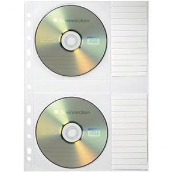 CD/DVD Abheft-Hülle für 2 CD´s PP transparent 20,7x26,1cm Pack 5 St.