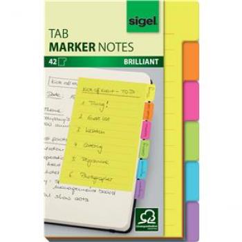 SIGEL Haftmarker Tab Marker Notes HN205 98x148mm 6fach sort. 42Bl.