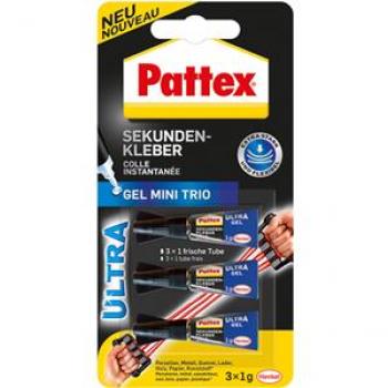 Pattex Sekundenkleber UltraGel Mini Trio PSMG3 Tube 1g 3 St./Pack.