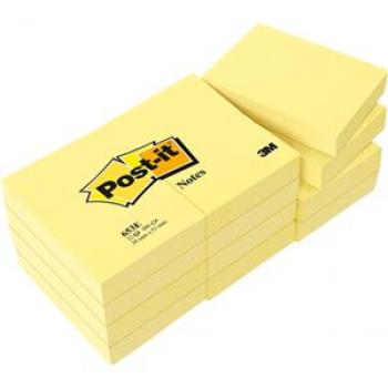 Haftnotizen 38x51mm gelb 653-E 3M 100 Blatt Packung 12 Block