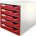 Schubladenbox bordeaux/grau 5-Schübe Post- und Formularset
