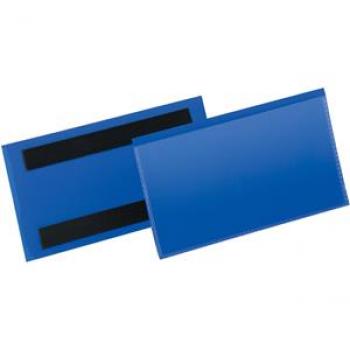 Etikettentaschen 150x67mm blau magnetisch Packung 50 Stück