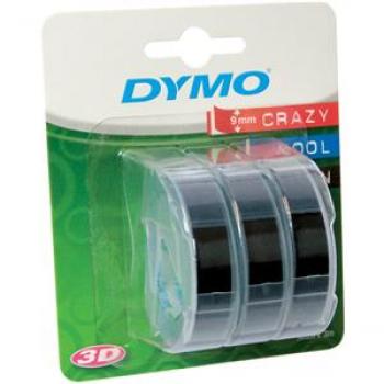 Prägeband 9mm/3m schwarz/glänzend für Dymo Packung 3 Bänder