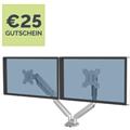 Monitorschwenkarm silber Tischklemme für 2 Monitore 27'' Platinum Fellowes