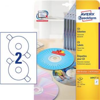 Etikett-CD 117/41mm ø weiß matt Rand rundum Packung 50 Stück