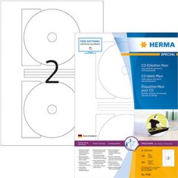 HERMA CD/DVD-Etikett 4460 116mm Maxi weiß 200 St./Pack.