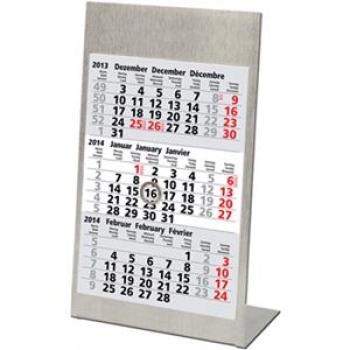 Tisch-Dreimonatskalender 10,5x23cm (inkl. Fuß 5cm) Edelstahl 2021