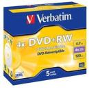 DVD+RW 120Min/4.7GB/4x Jewelcase Verbatim                5 St./Pack.